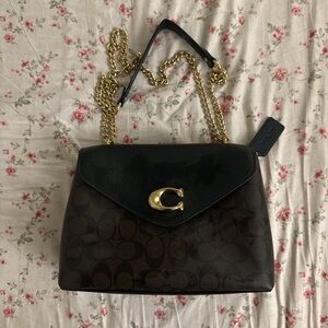 Coach Black and Brown Signature Shoulder Bag